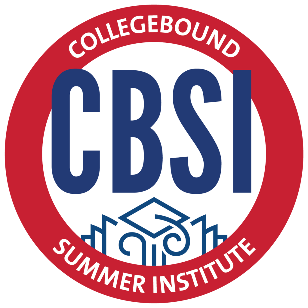 A red ring with white text that says 'CollegeBound Summer Institute' with the acronym CBSI in the center of the ring.