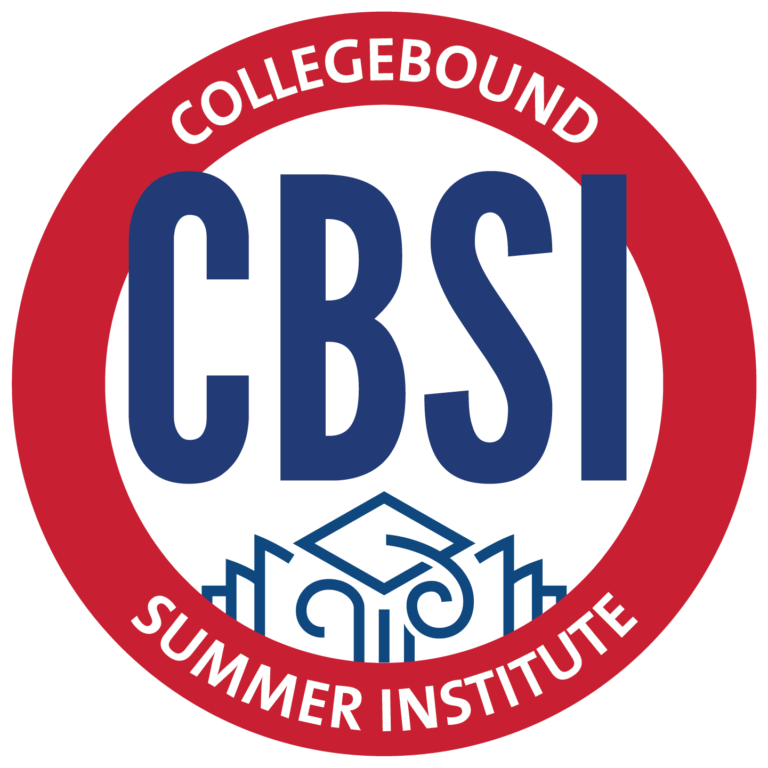 A red ring with white text that says 'CollegeBound Summer Institute' with the acronym CBSI in the center of the ring.
