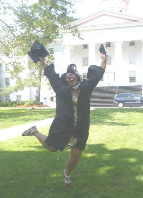 Alendi is jumping for joy after graduating from Gettysburg College!
