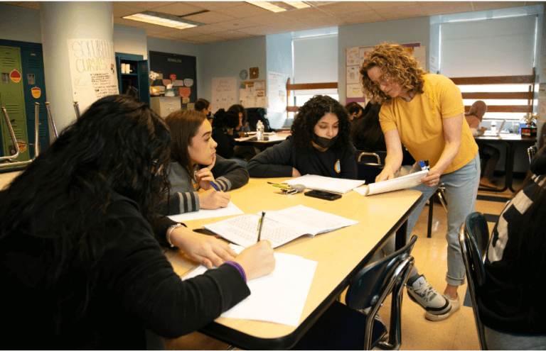 Teacher Wendy Bienstock leads chemistry class