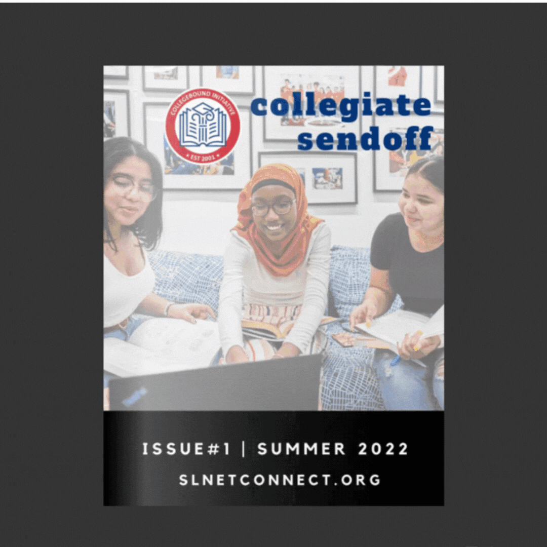 A gif flipping through the pages of one of the Collegiate Sendoff magazines