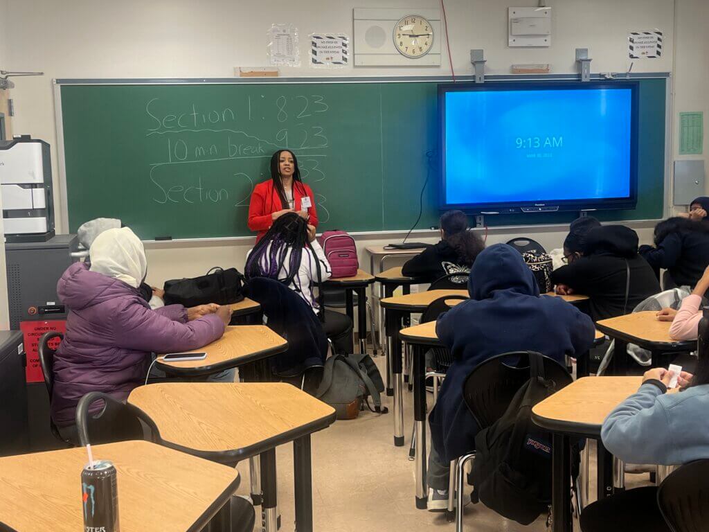 Students learn about a career in finance.