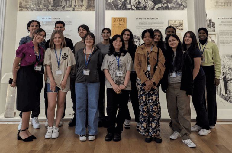 The 15 high school students are NYC Votes Youth Ambassadors.