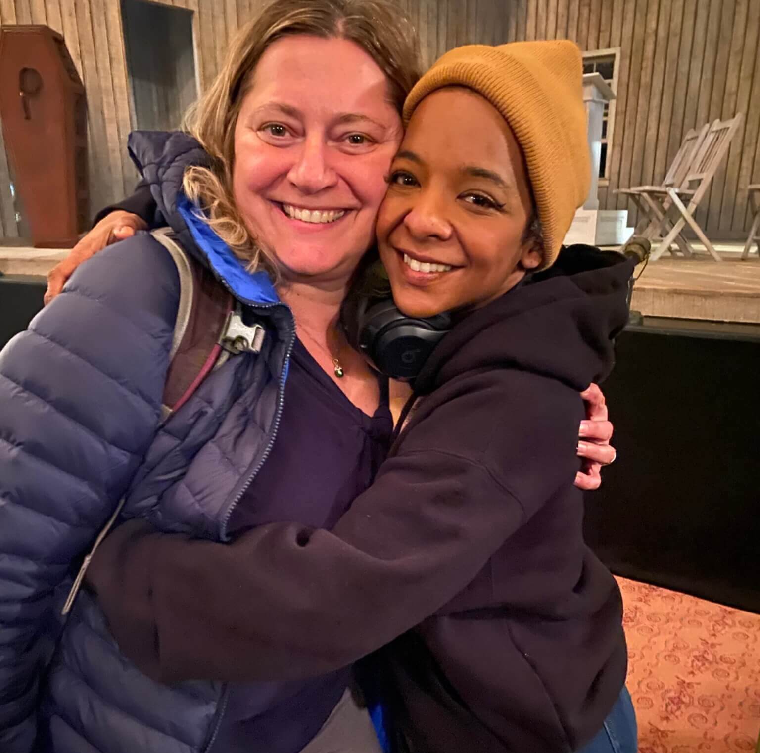 School principal and alumna co-star in Broadway show hug inside theater