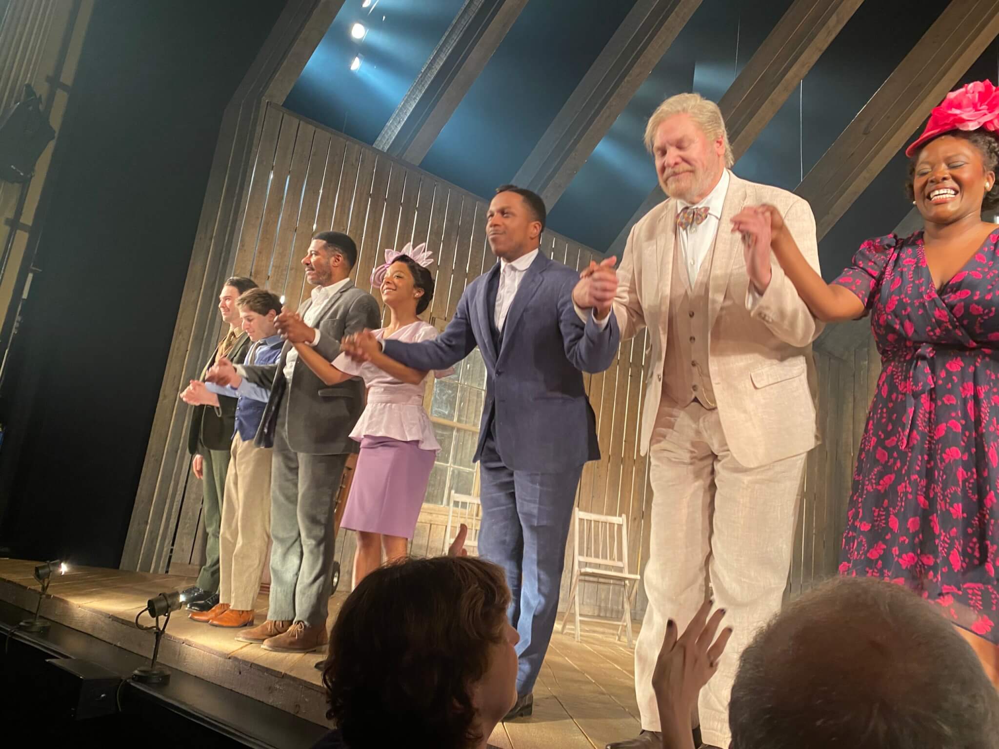 Cast of Broadway play "Purlie Victorious" take bow on stage
