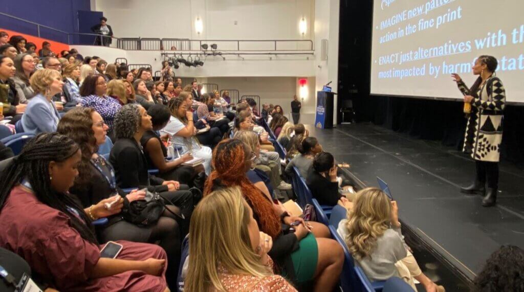 Full room of educators for Dr. Ruha Benjamin's plenary session