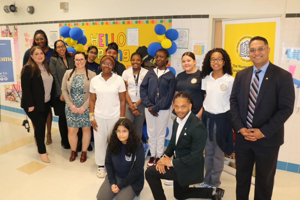 TD Bank volunteers with TYWLS Staten Island’s principal and students