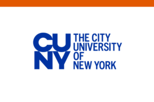 Logo of The City University of New York (CUNY) in blue text on a white background with an orange stripe at the top.